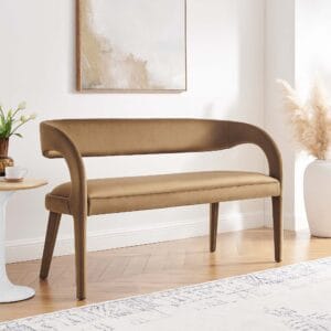 Carmel Brown Velvet Open Curved Back Bench
