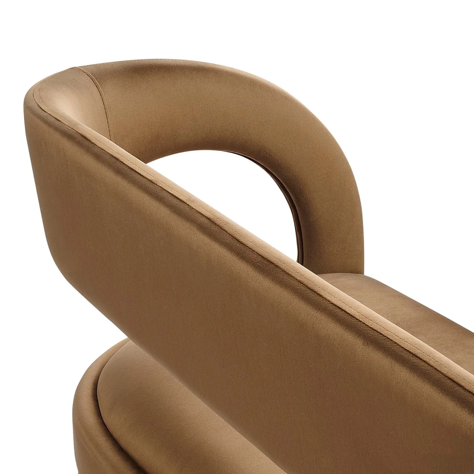 Carmel Brown Velvet Open Curved Back Bench - Image 2