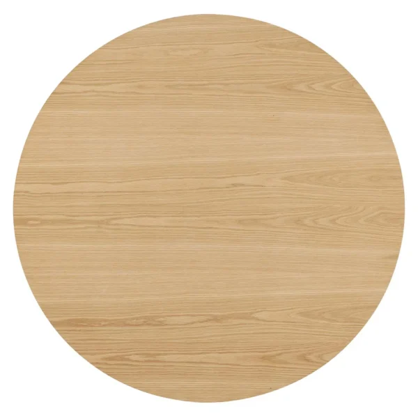 Detailed Pedestal Base Oak Color Round Dining Table