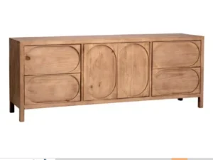 Reclaimed Pine Wood Sideboard with Eclectic Door Design