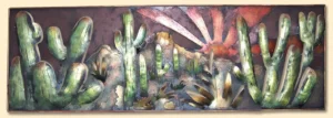 Handmade Metal Cactus Desert Scene Wall Art