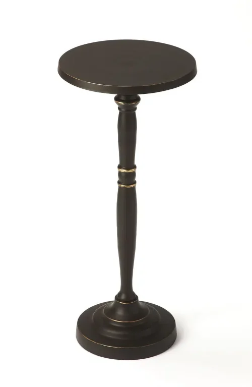 Black Aluminum Pedestal Leg Martini Table Gold Accents