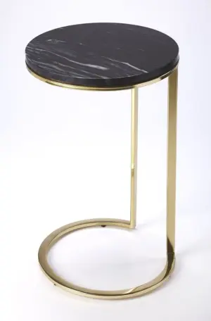 Black Marble Top Gold Base Mid Century Accent Table