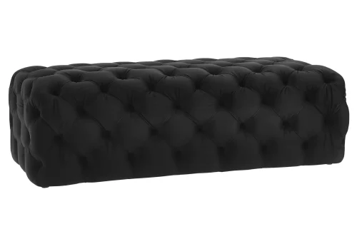Black Velvet All Over Deep Tufted Ottoman Bench