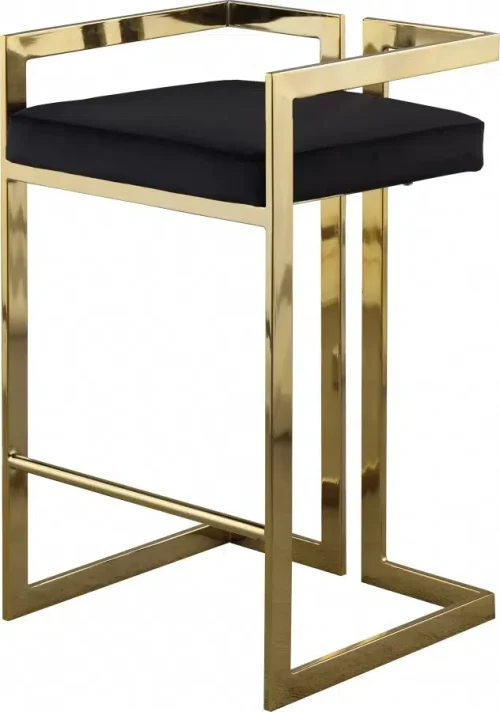 Black Velvet Seat Counter Stool Gold Angular Body