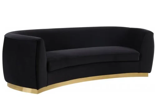 Black Velvet Vertical Curved Sofa Gold Base