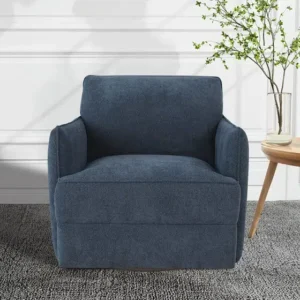Blue Fabric Comfy Casual Swivel Arm Chair