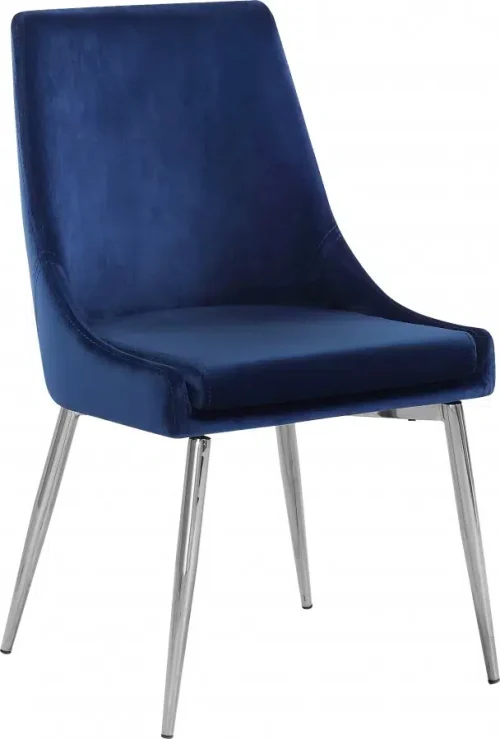 Blue Velvet Accent Chair Silver Toothpick Legs Set of 2