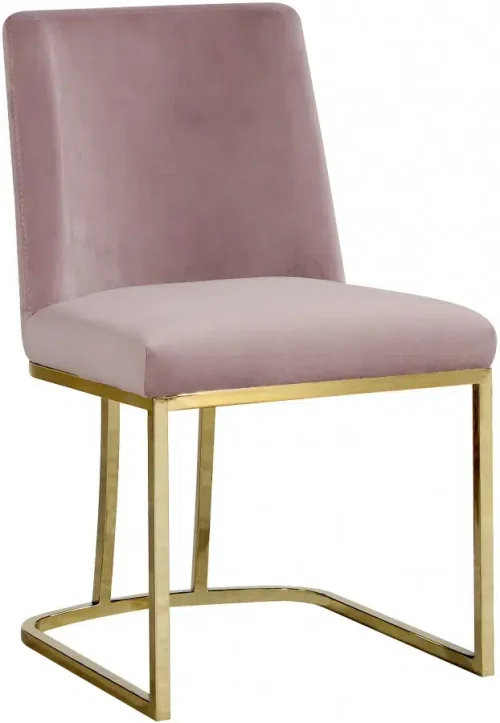 Blush Pink Velvet Accent Curved Dining Chair Set of 2