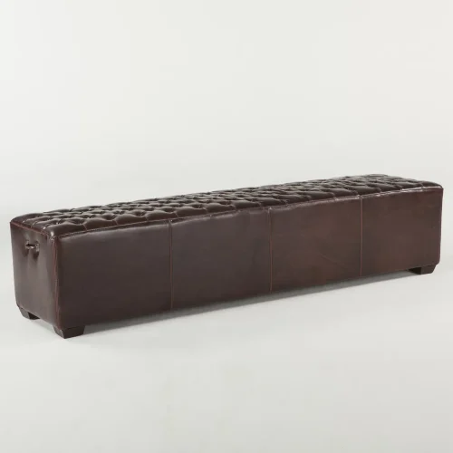 Brown Leather Tufted Long AND Extra Long Profile Bench