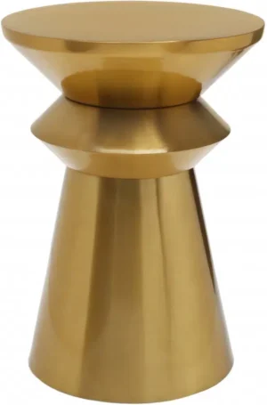 Brushed Gold Metal Jagged Hourglass Accent Side Table