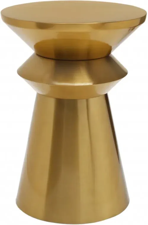 Brushed Gold Metal Jagged Hourglass Accent Side Table