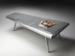 Silver Industrial Airplane Rivet Wing Coffee Table