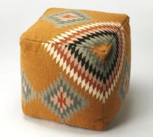 Native American Style Hopi Wool Ottoman Footstool Pouf