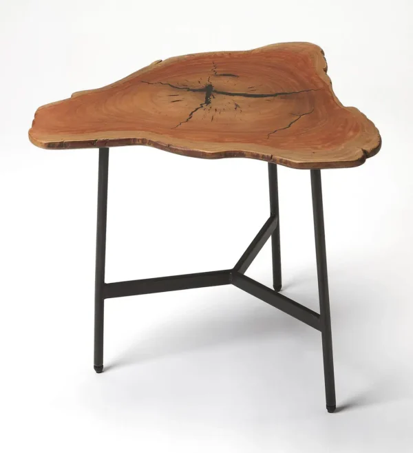 Live Edge Wood 3 Leg Iron Eclectic Accent Tables