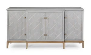 White Wood Gold Base Sideboard Cabinet
