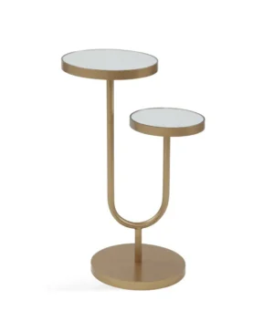 Gold Base White Top High Low Accent Side Table