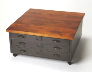 Mango Wood & Iron Square Industrial Coffee Table
