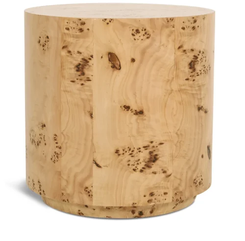 Burl Wood Round Accent Side Table