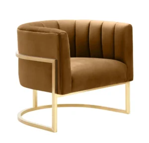 Caramel Velvet Contemporary Modern Gold Frame Chair