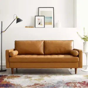 Carmel Color Luxe Modern Faux Leather Accent Sofa