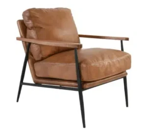 Carmel Brown Antique Leather Contemporary Style Club Chair