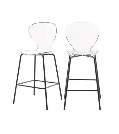 Chic Acrylic Body Black Base Counter Stool Set of 2