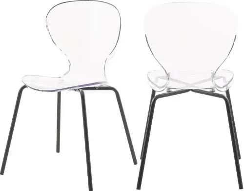 Chic Acrylic Body Black Base Dining Chair Set of 2