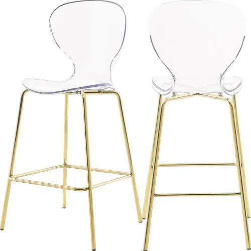 Chic Acrylic Body Gold Base Counter Stool Set of 2