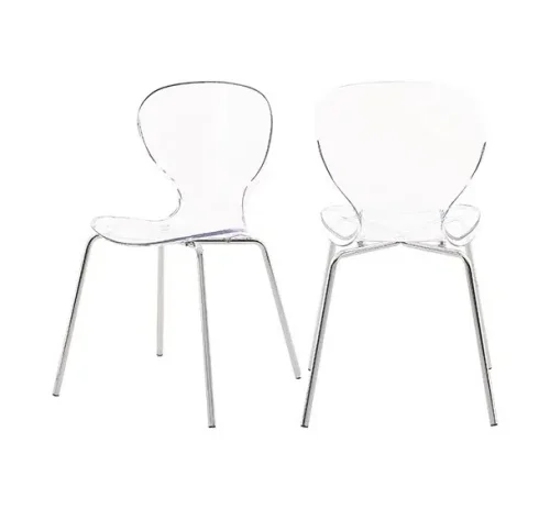 Chic Acrylic Body Silver Base Dining Chair Set of 2