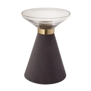 Cloudy Glass Top Metal Conical Base Accent Side Table
