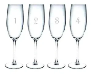 Numbered Champagne Flutes Glasses Set of 12