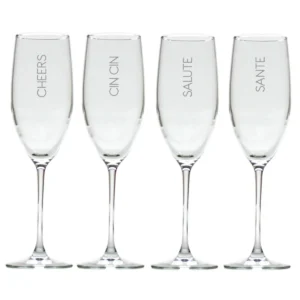 Cheers Champagne Flutes Glasses Set of 4