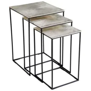Silver Metal Top Bronze Leg Nesting Tables