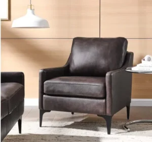 Dark Brown Simple Style Leather Armchair
