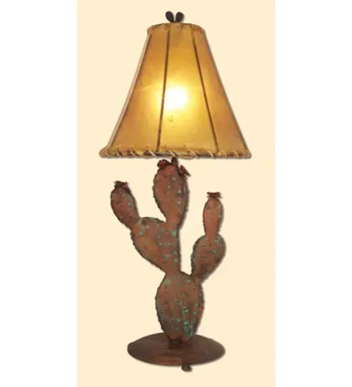 Desert Prickly Pear Cactus Metal Table Lamp & Shade