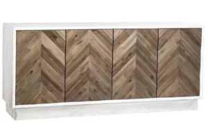 White Pine Wood Frame Recycled Fir Chevron Doors Sideboard Cabinet