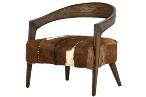 Hair on Hide & Wood Half Circle Unique Browns Arm Chair