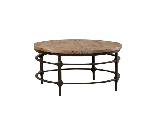 Elm Parquet Design Round Rusic Coffee Table