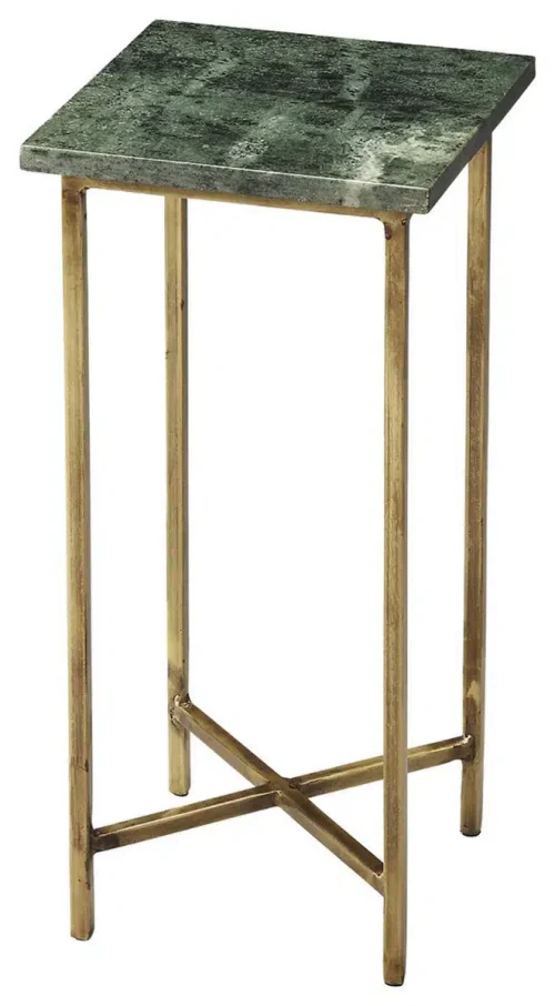 Emerald & Gold Stone End Table