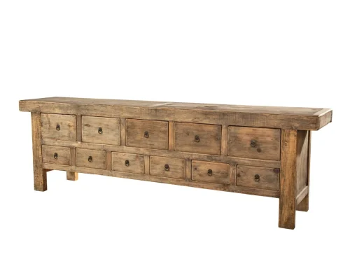 Extra Long Pine Wood Rustic Sideboard
