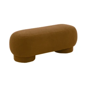 Faux Shearling Cinnamon Brown Thick Round Leg Bench