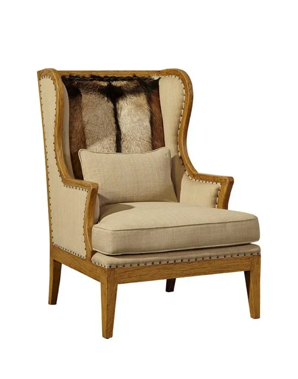 Hair on Hide Leather & Linen Wing Chair *WE HAVE ONE LEFT !!*