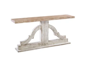 Bracket White Distressed Washed Reclaimed Wood Console Table