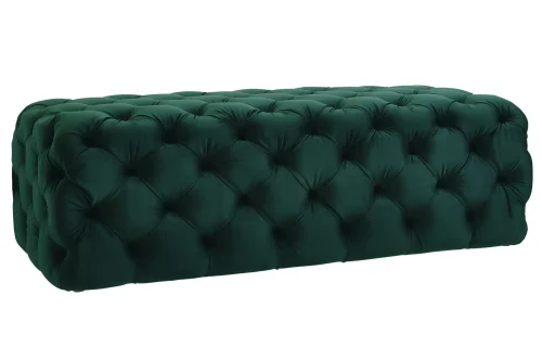 Forest Green Velvet All Over Tufted Ottoman Bench