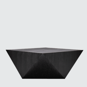 Geometric Shape Dark Wood Bronze Metal Detailing Coffee Table