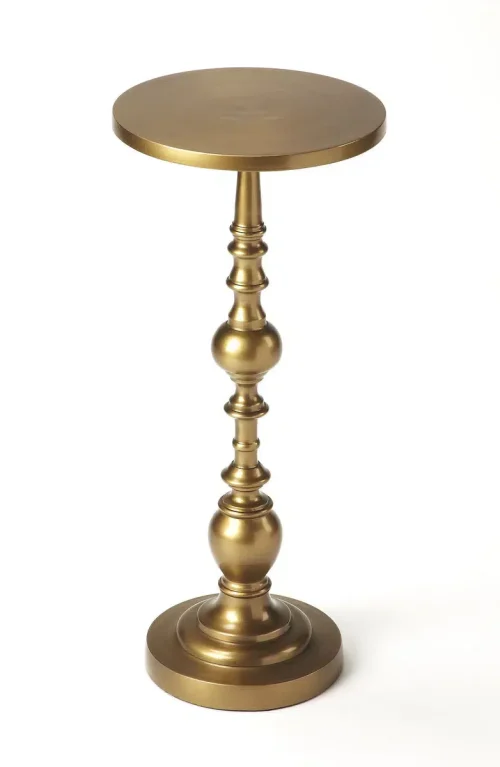 Gold Aluminum Pedestal Leg Martini Accent Table