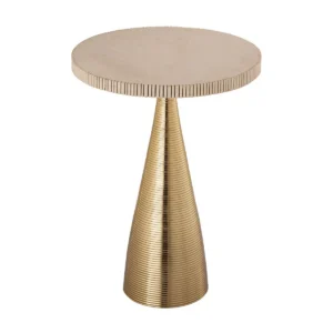 Gold Cone Base Cream Top Accent Side Table