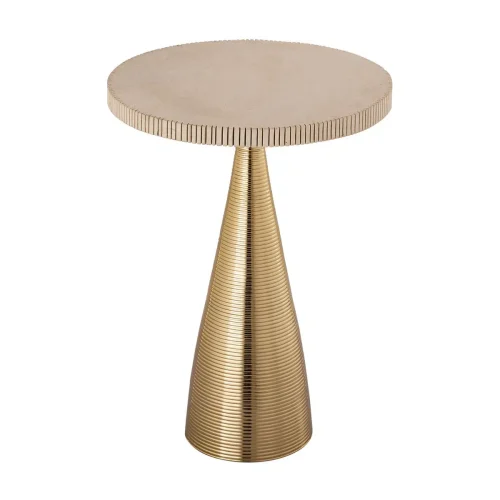 Gold Cone Base Cream Top Accent Side Table