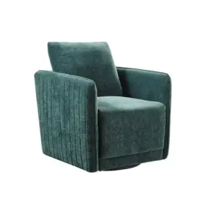 Green Blue Velvety Soft Channel Tufted Swivel Accent Chair